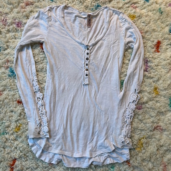 Free People | Crochet Sleeve Detail Henley - Picture 10 of 11